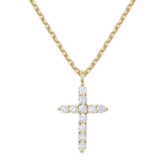 Cross faith pendant necklace 18k vermeil - Picture 3 of 4